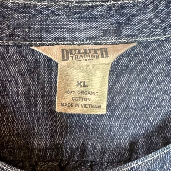 Duluth Trading Co Chambray Denim Tunic Top Organic Cotton Blue Size XL - Picture 6 of 6